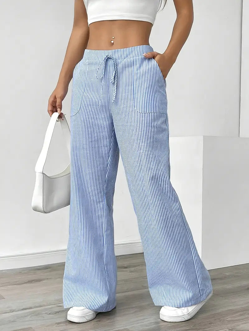 Drevante | Alina Striped Wide-Leg Pants