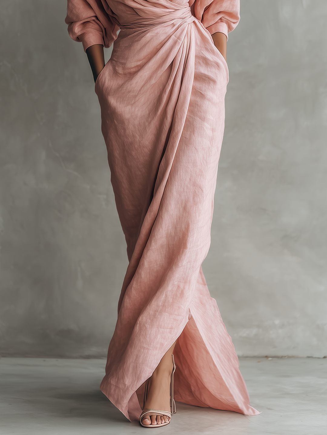 Drevante | Isolde V-Neck Linen Maxi Dress