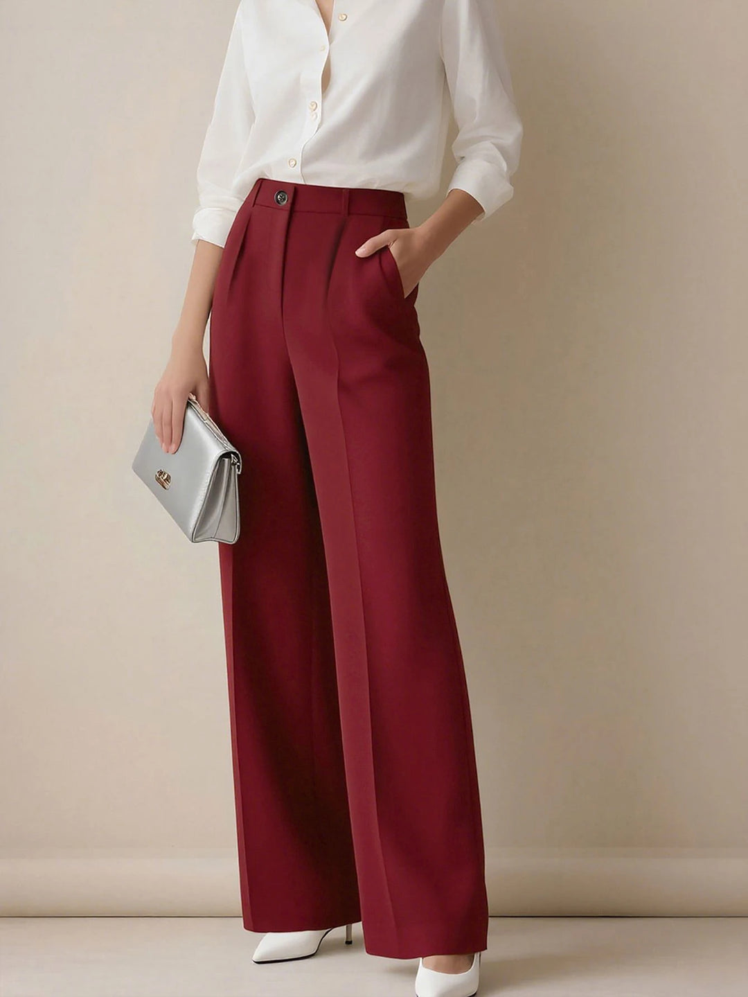 Women's Spring/Summer High-Waisted Suit Trousers