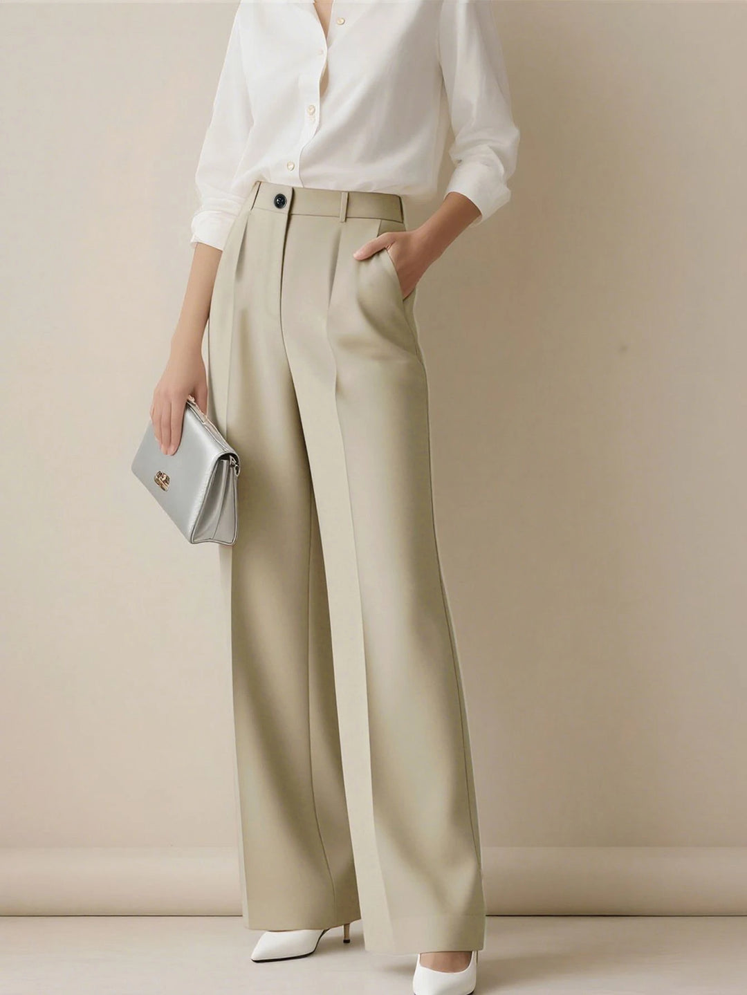 Women's Spring/Summer High-Waisted Suit Trousers