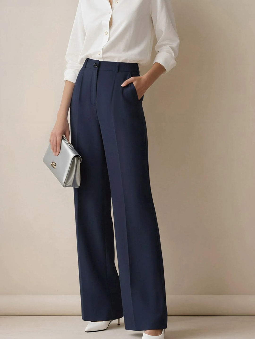 Women's Spring/Summer High-Waisted Suit Trousers