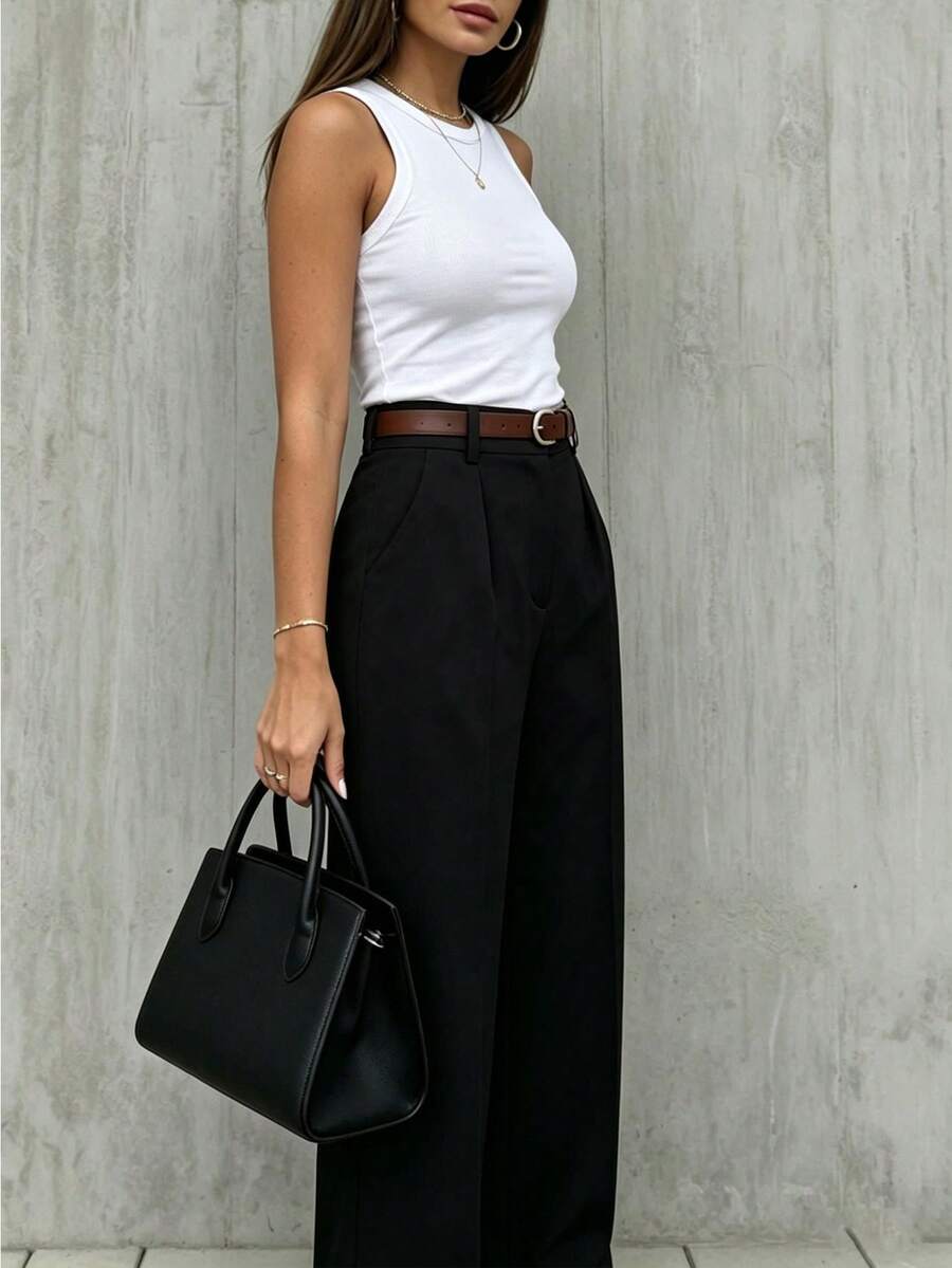 Women's Spring/Summer High-Waisted Suit Trousers