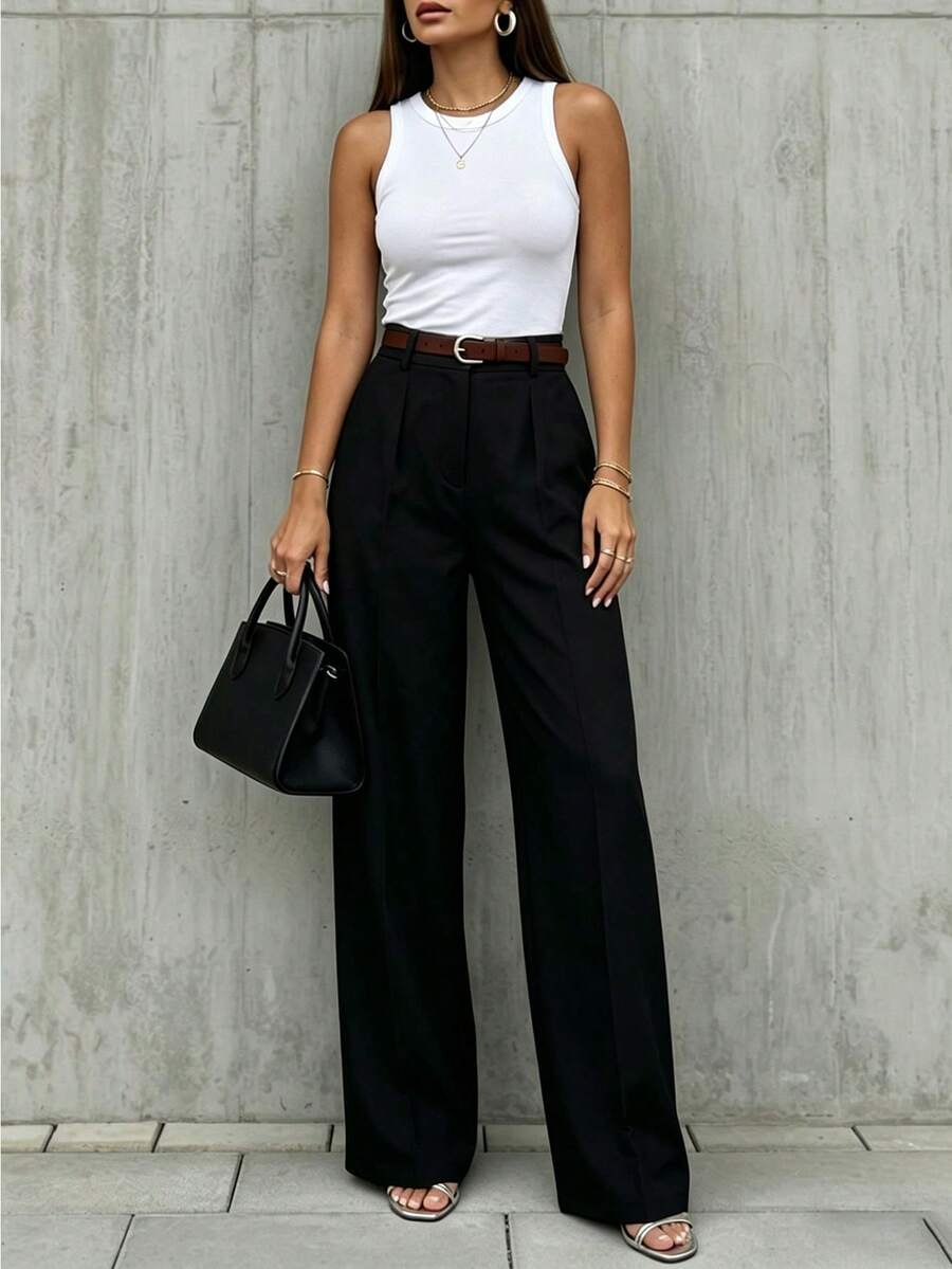 Women's Spring/Summer High-Waisted Suit Trousers