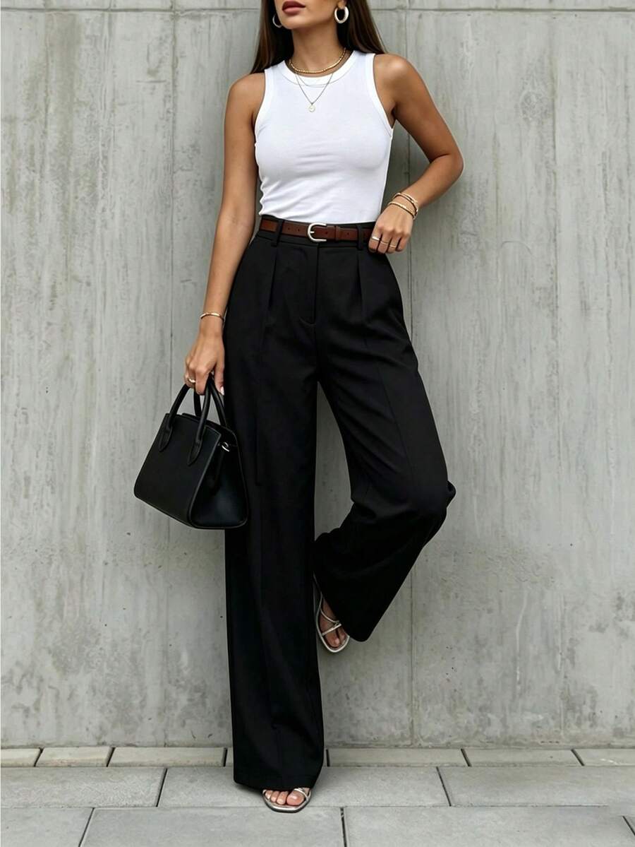 Women's Spring/Summer High-Waisted Suit Trousers