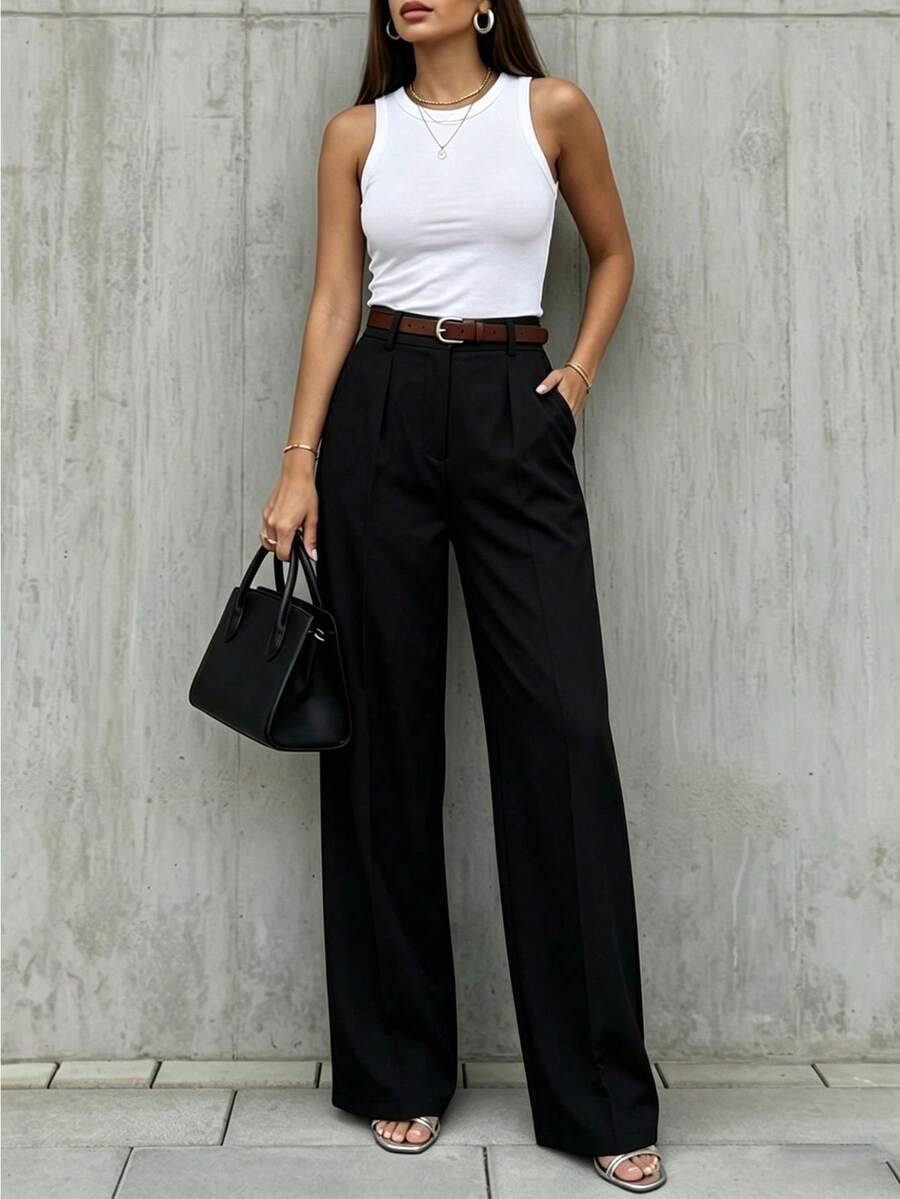 Women's Spring/Summer High-Waisted Suit Trousers
