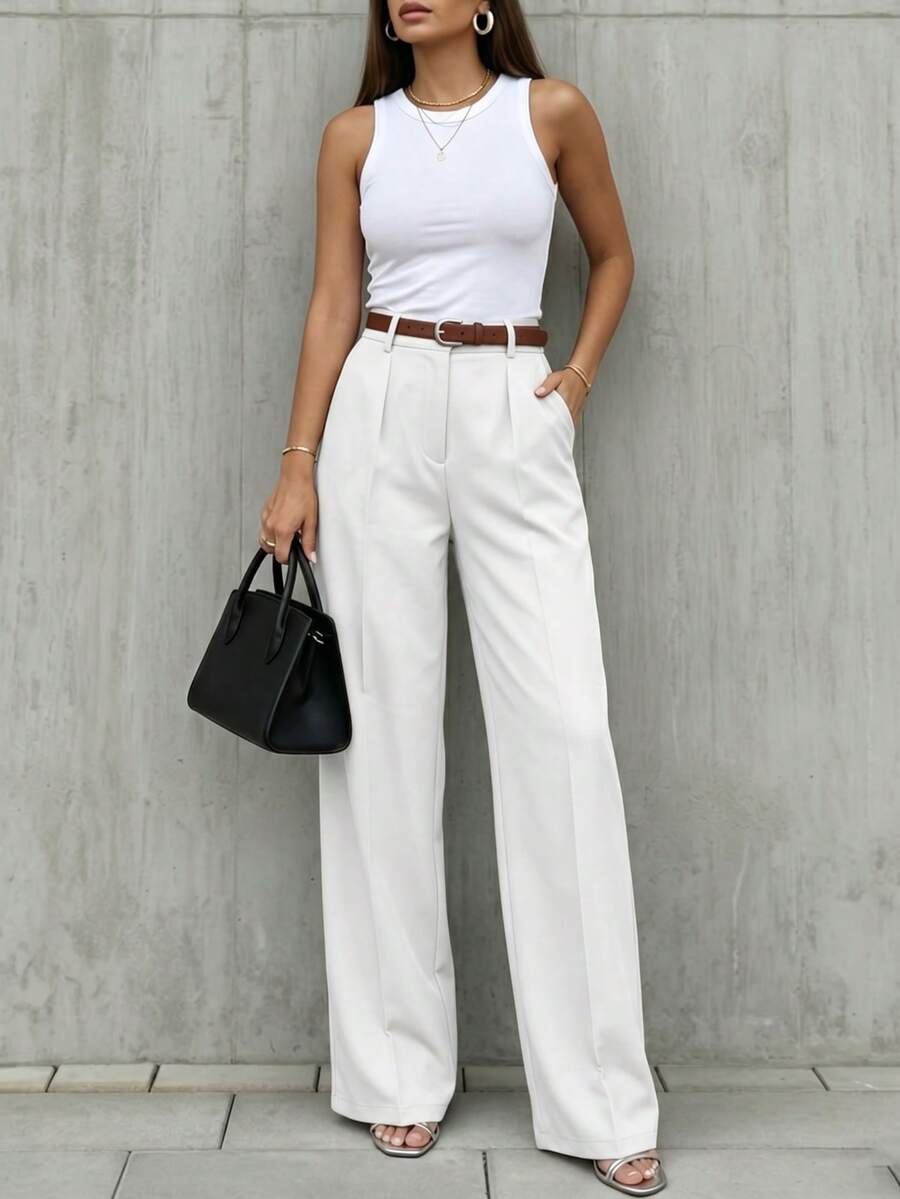 Women's Spring/Summer High-Waisted Suit Trousers