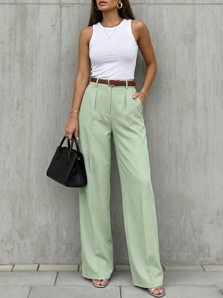 Women's Spring/Summer High-Waisted Suit Trousers