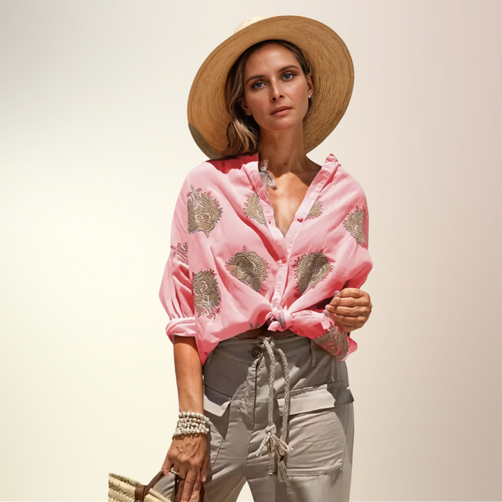 Drevante | Gaby Embroidered Button-Down Shirt