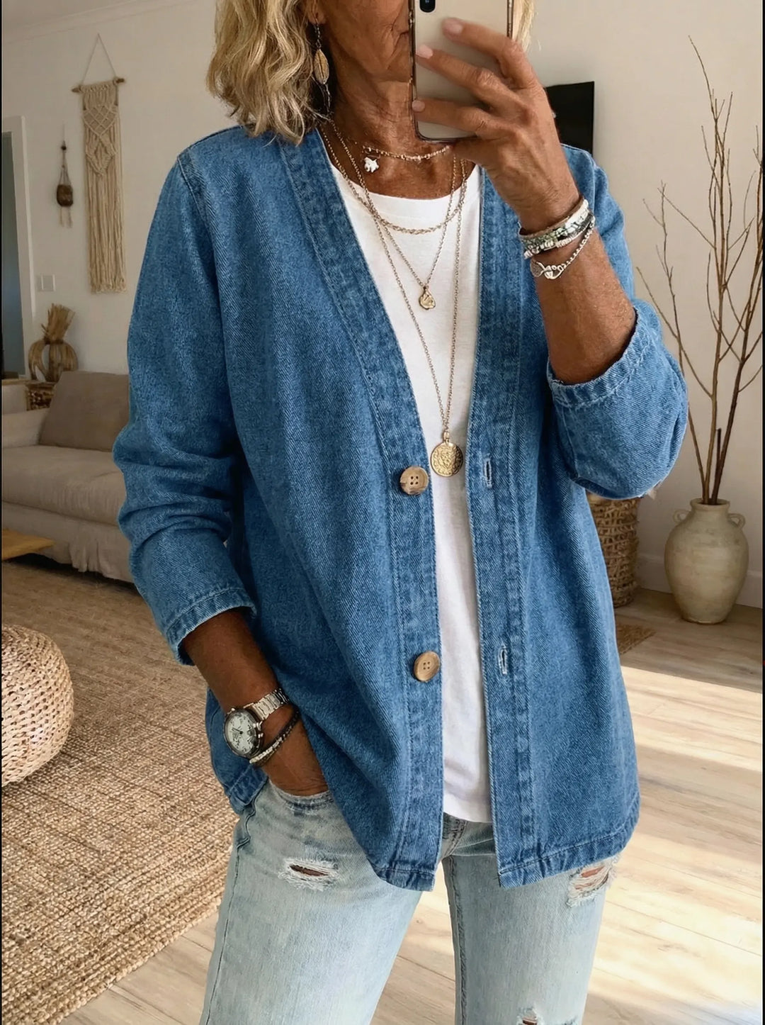 Drevante | Classic Denim Button Coat