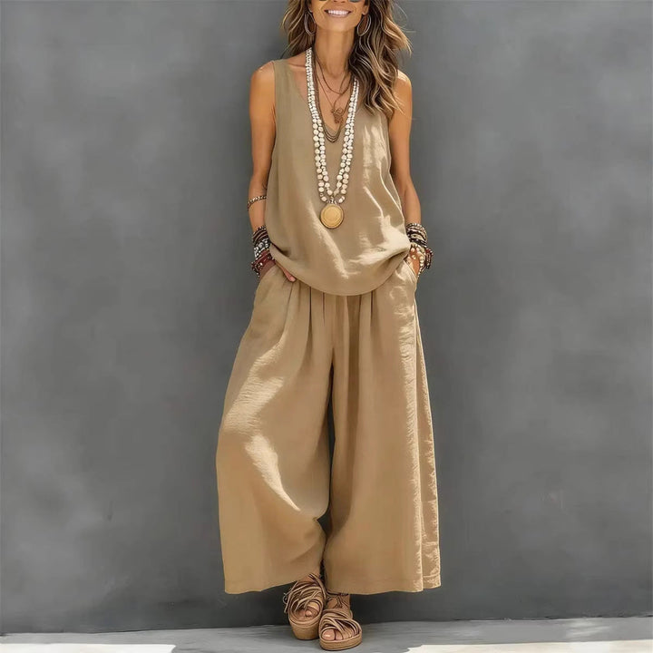 Drevante | Linen Tank Top and Wide-Leg Trouser Set