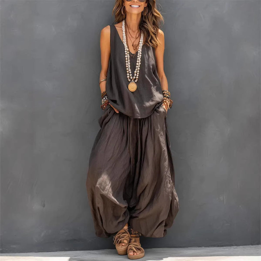 Drevante | Linen Tank Top and Wide-Leg Trouser Set