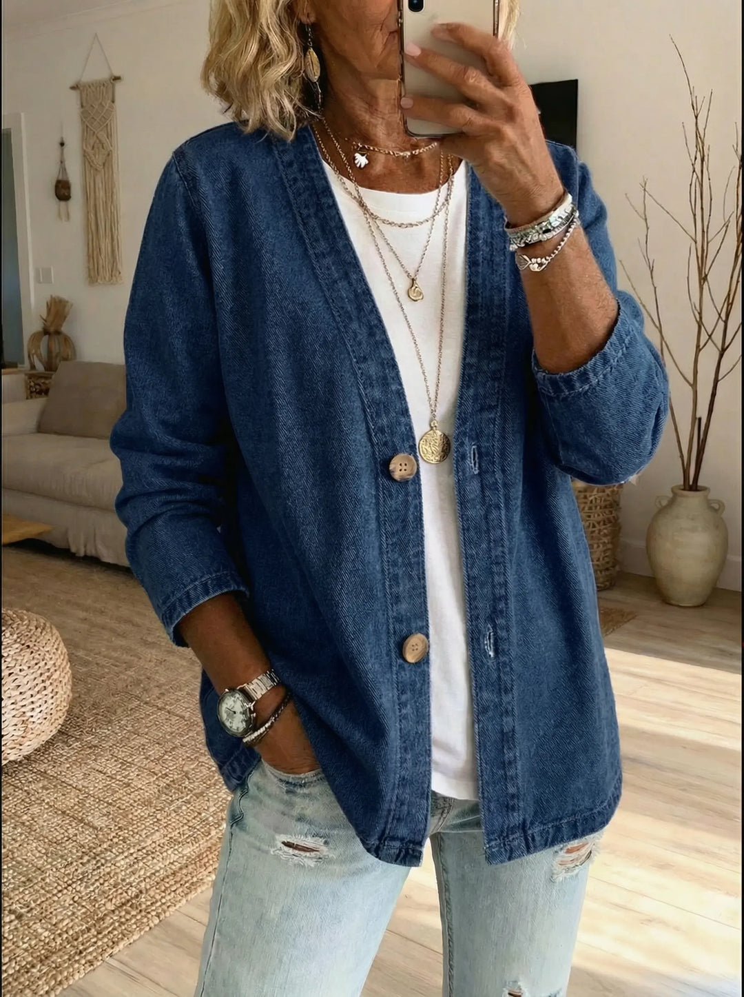 Drevante | Classic Denim Button Coat