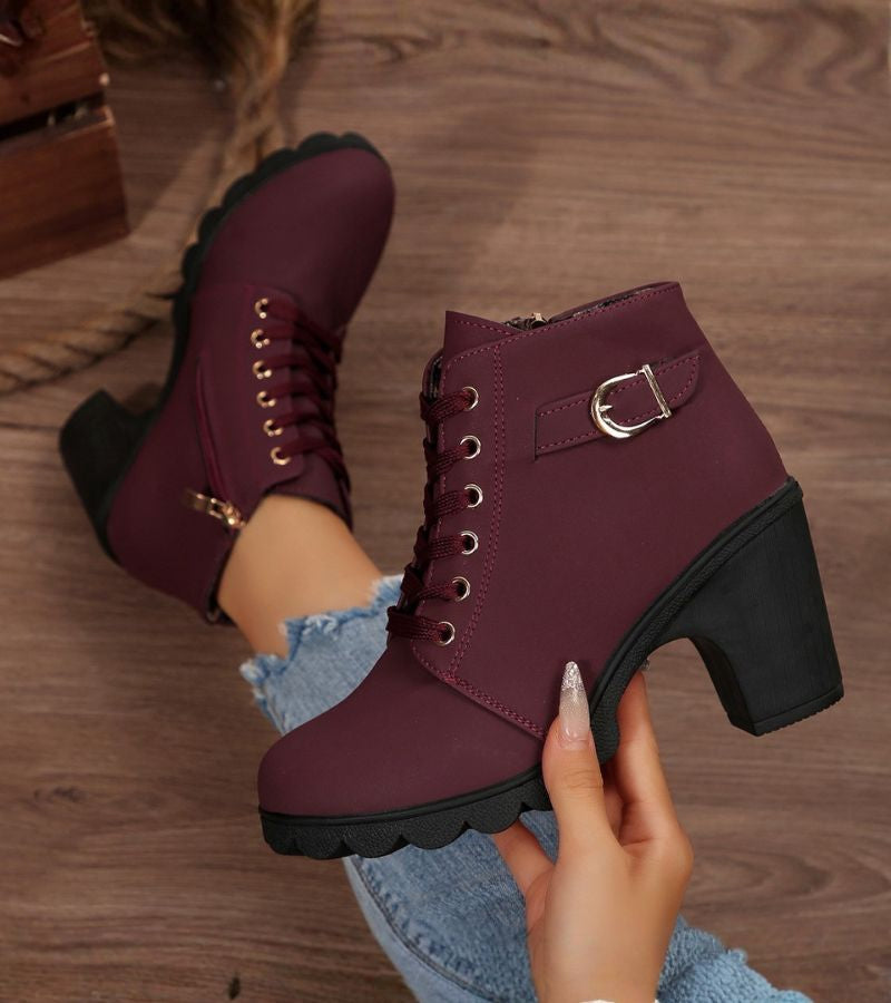 Maricar | Elegant Buckle Lace Boots