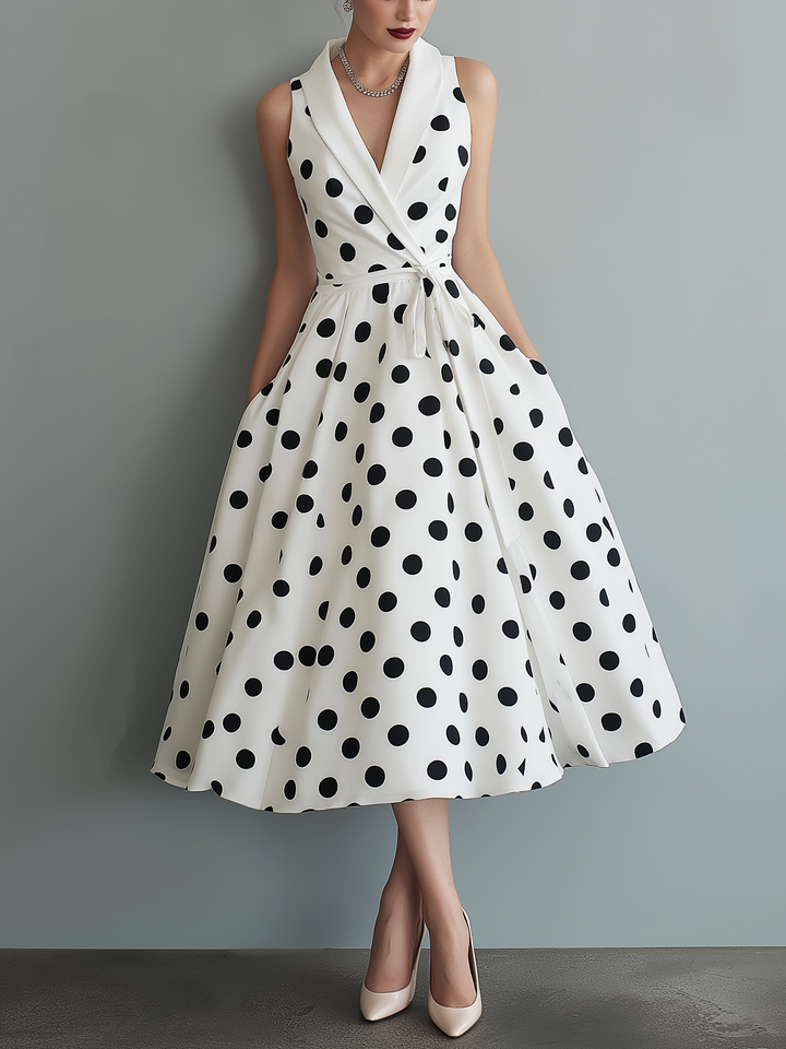 Drevante | Polka Dot Collared Midi Dress