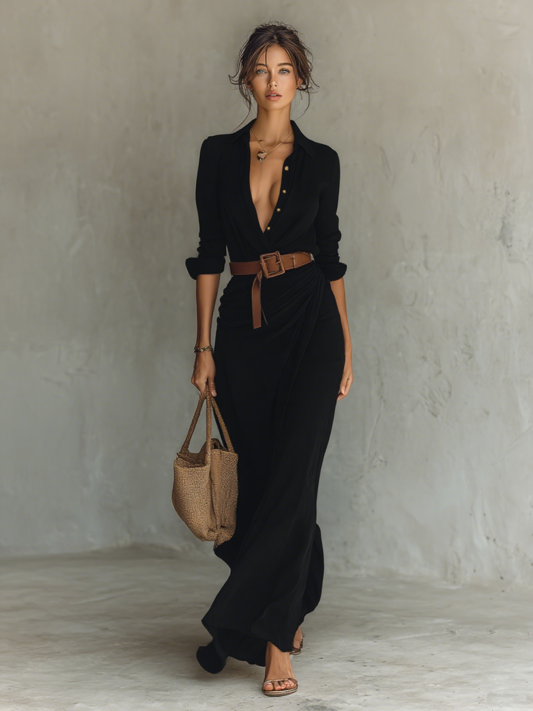 Drevante | Elara Belted Maxi Dress
