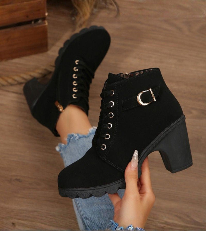 Maricar | Elegant Buckle Lace Boots