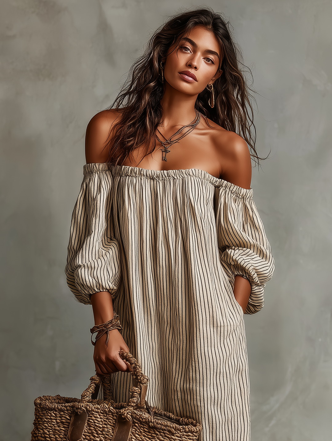 Drevante | Cora Off-Shoulder Linen Maxi Dress