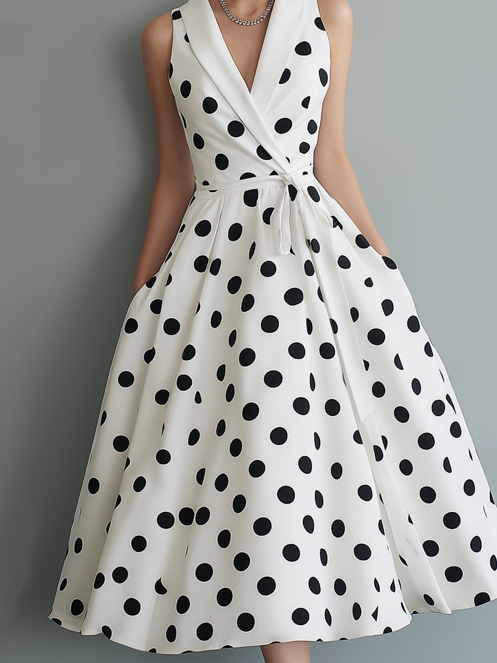 Drevante | Polka Dot Collared Midi Dress