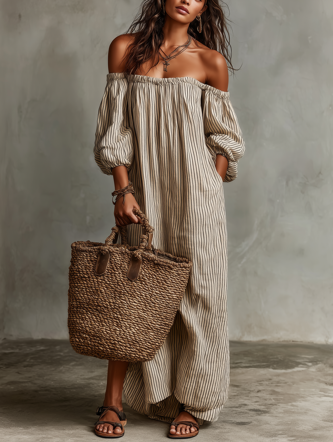 Drevante | Cora Off-Shoulder Linen Maxi Dress