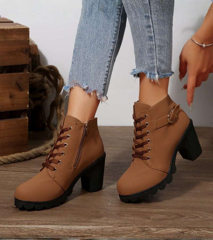 Maricar | Elegant Buckle Lace Boots