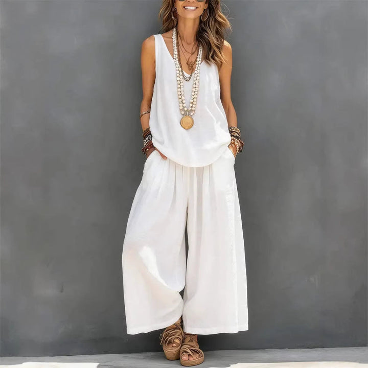 Drevante | Linen Tank Top and Wide-Leg Trouser Set