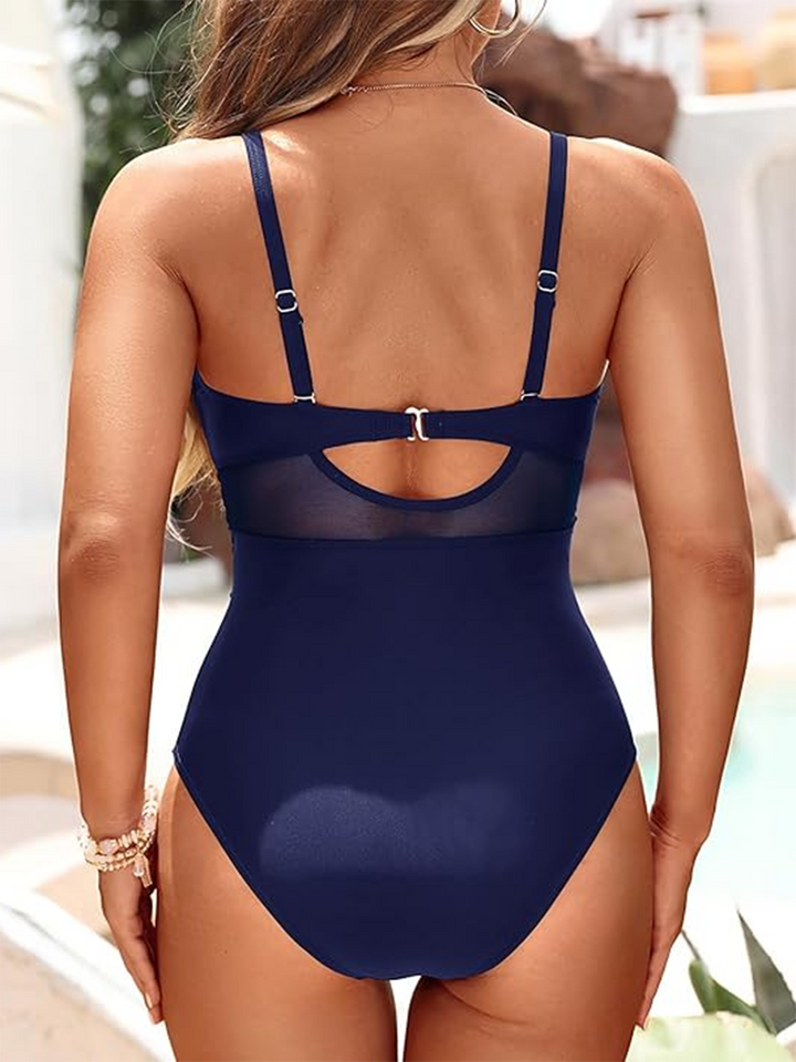 One-Piece Swimsuit for Women with Shaping Sheer Details - Amalfi