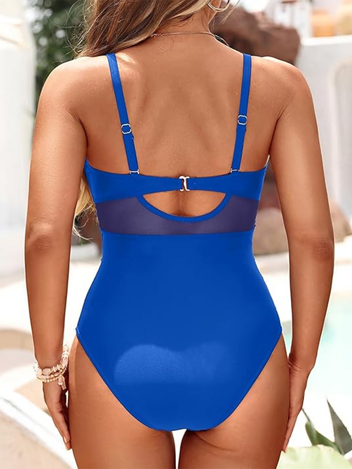 One-Piece Swimsuit for Women with Shaping Sheer Details - Amalfi