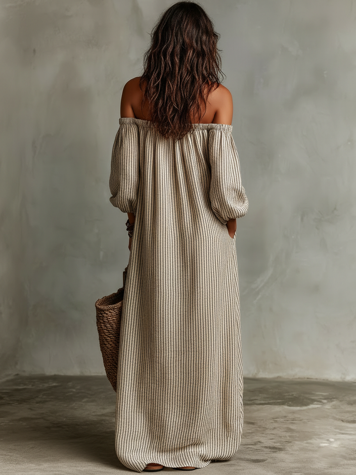 Drevante | Cora Off-Shoulder Linen Maxi Dress
