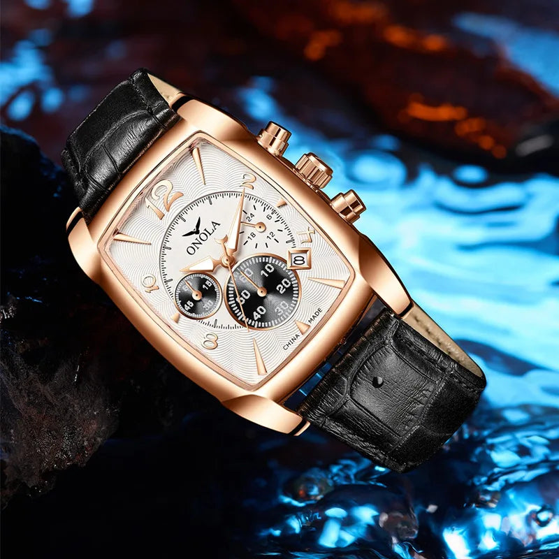 Drevante | St. Andrews Leather Strap Watch, 45mm