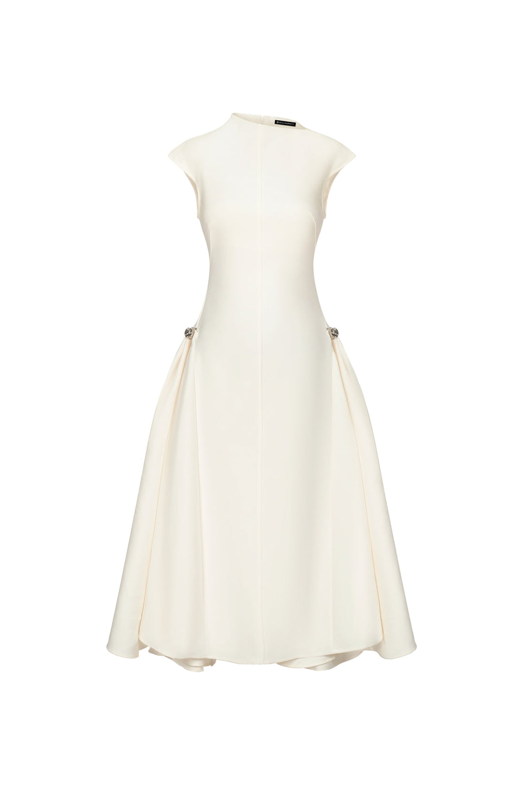 Sculpted Minimalist White Midi Dress