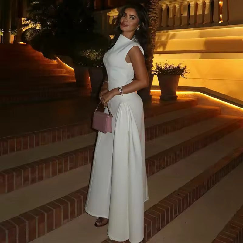 Sculpted Minimalist White Midi Dress