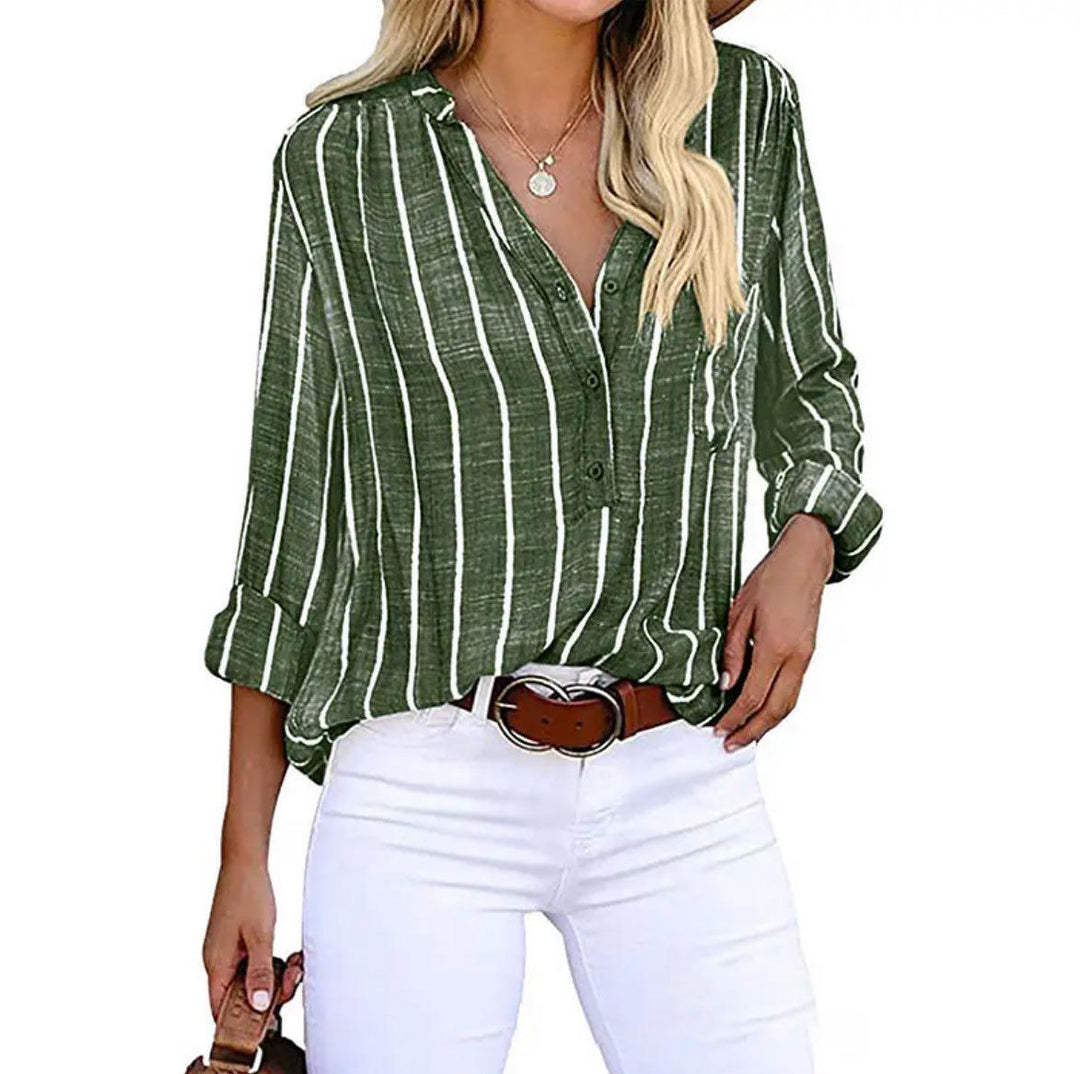 Drevante | Candace Striped Casual Blouse