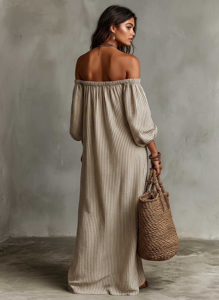 Drevante | Cora Off-Shoulder Linen Maxi Dress