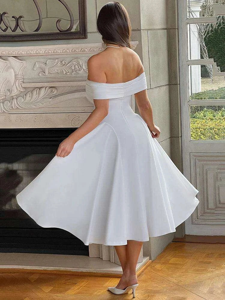 Off-shoulder Backless Sexy Midi Dress - Très Elite