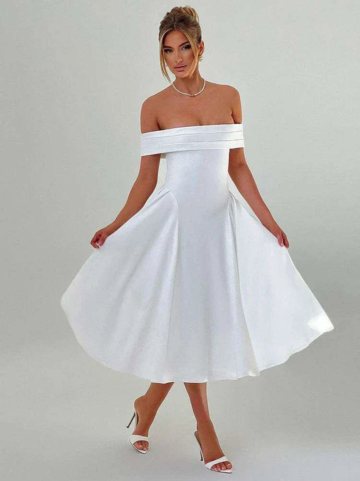 Off-shoulder Backless Sexy Midi Dress - Très Elite