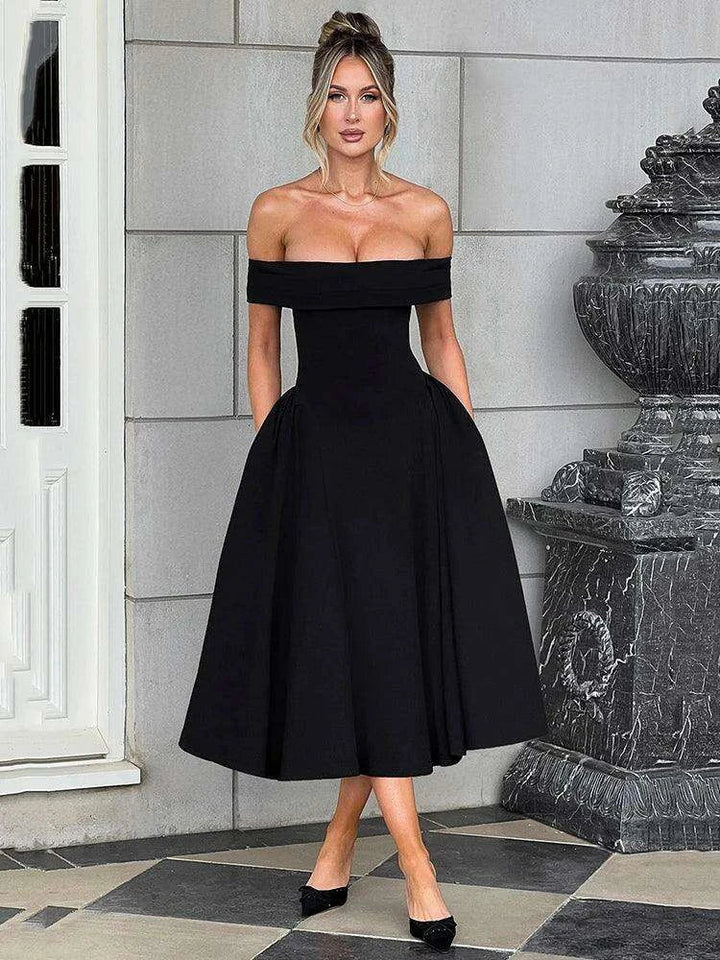 Off-shoulder Backless Sexy Midi Dress - Très Elite