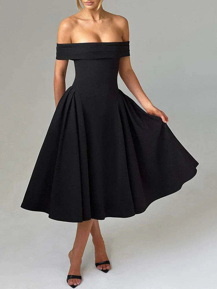 Off-shoulder Backless Sexy Midi Dress - Très Elite