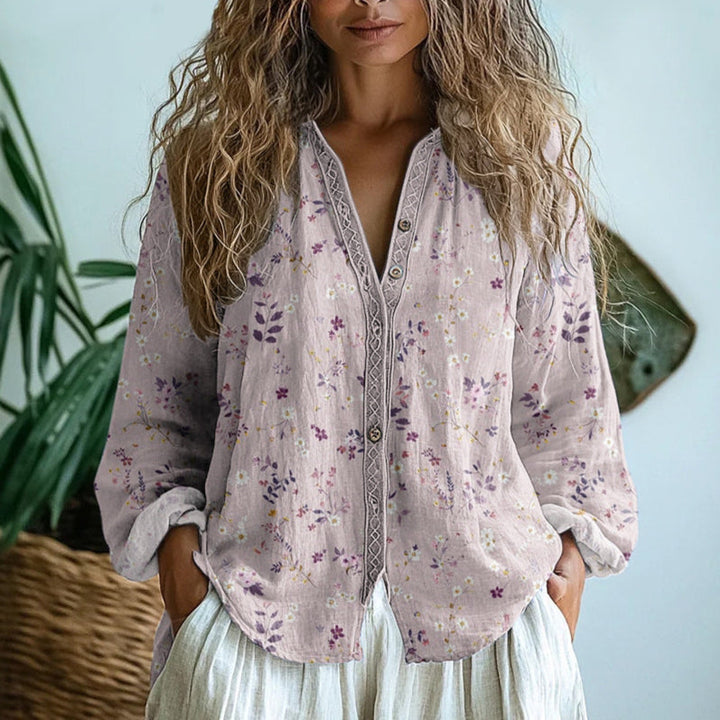 Drevante | Brianna Vintage Leaf Print Shirt