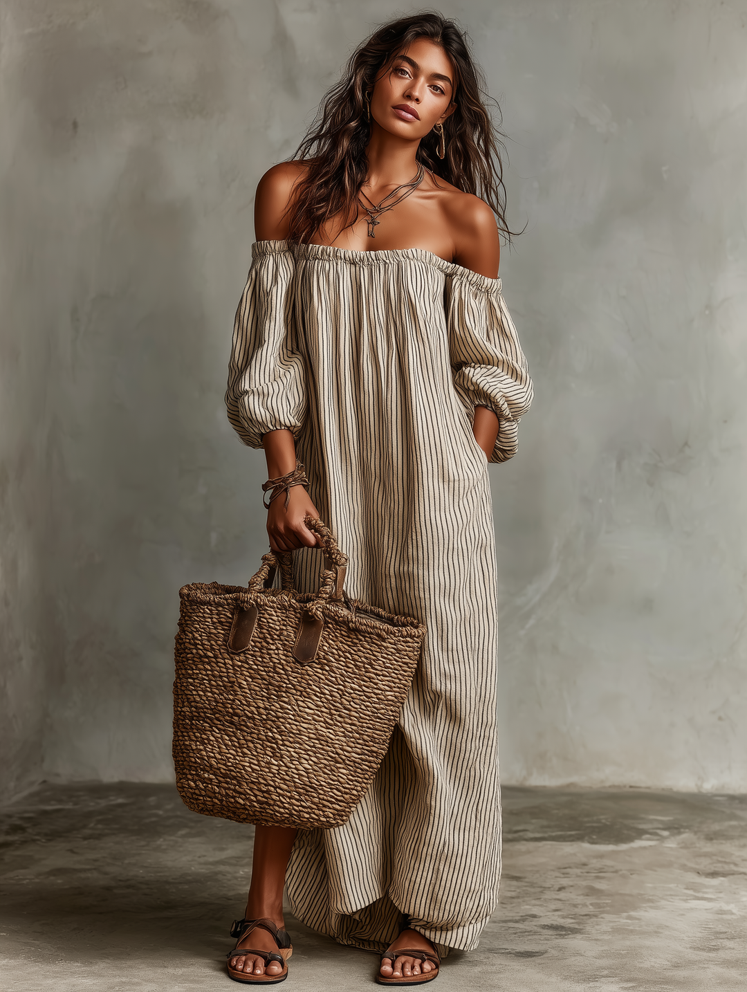 Drevante | Cora Off-Shoulder Linen Maxi Dress