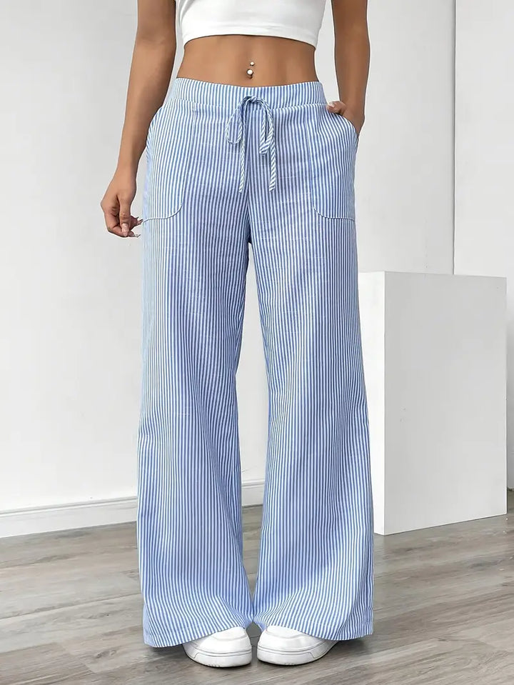 Drevante | Alina Striped Wide-Leg Pants