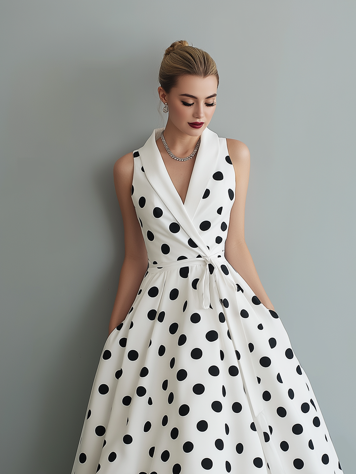 Drevante | Polka Dot Collared Midi Dress