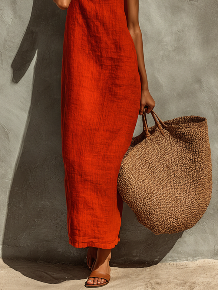 Drevante | Rosa Linen Spaghetti Strap Maxi Dress