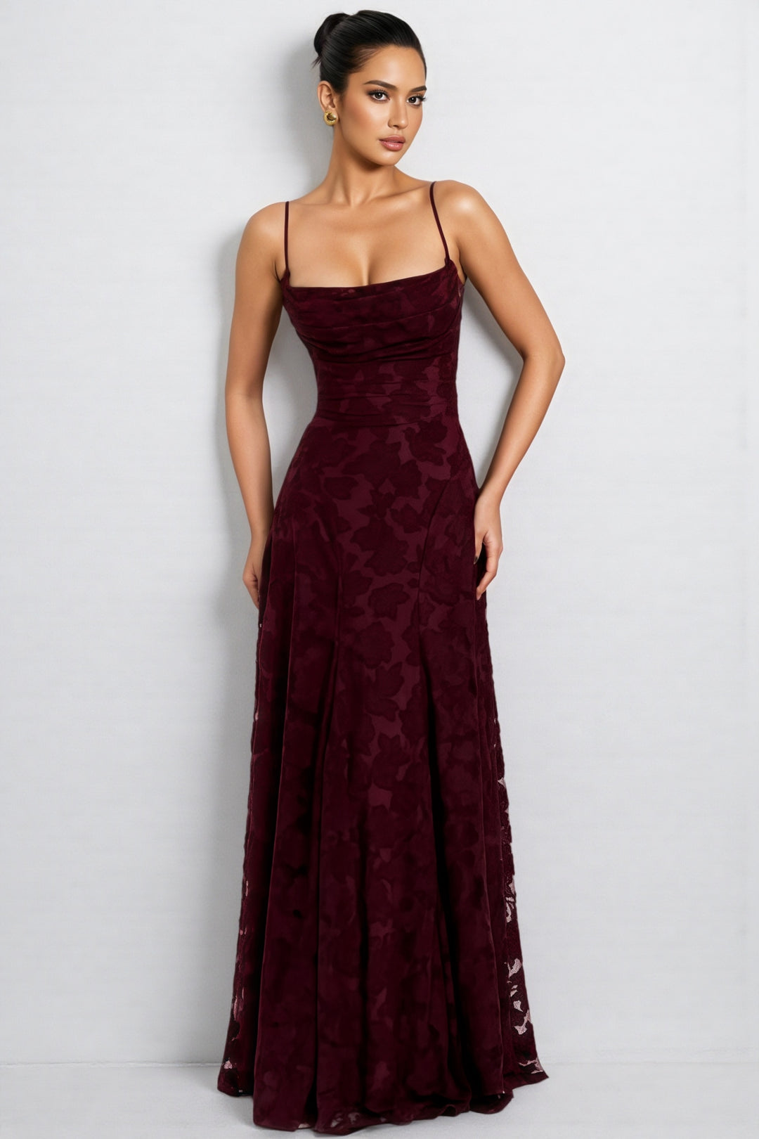 Liralk Red Strapless Mesh Maxi Dress